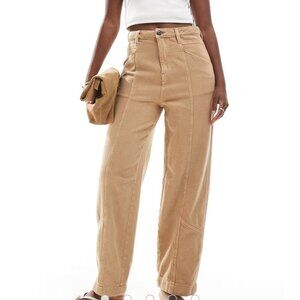 ASOS DESIGN Utility Carpenter Pants Women US 6 Beige High Rise Straight Leg